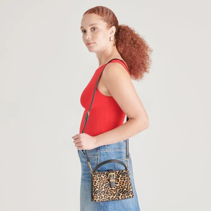 Dolce Vita Charly Crossbody Leopard Calf Hair Women Handbags