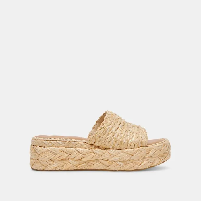 Dolce Vita Chavi Wide Sandals Lt Natural Raffia Women Sandals