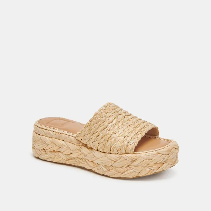 Dolce Vita Chavi Wide Sandals Lt Natural Raffia Women Sandals