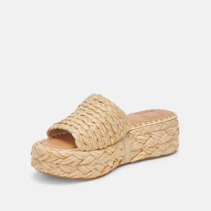 Dolce Vita Chavi Wide Sandals Lt Natural Raffia Women Sandals