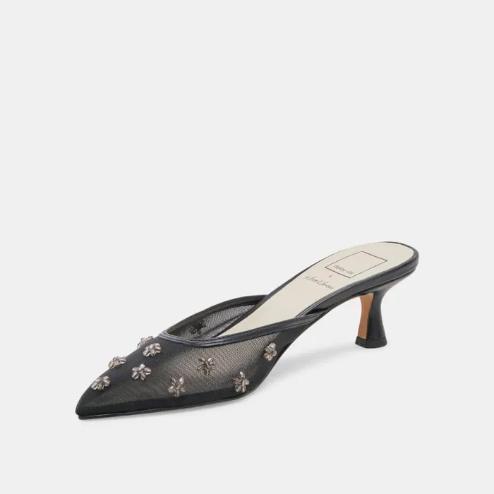 Dolce Vita Claire Heels Black Mesh Women Heels