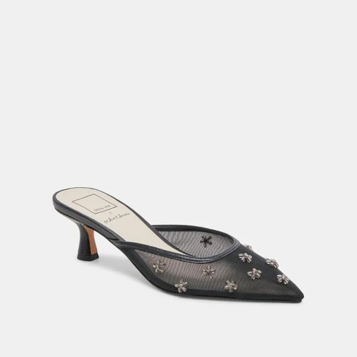 Dolce Vita Claire Heels Black Mesh Women Heels