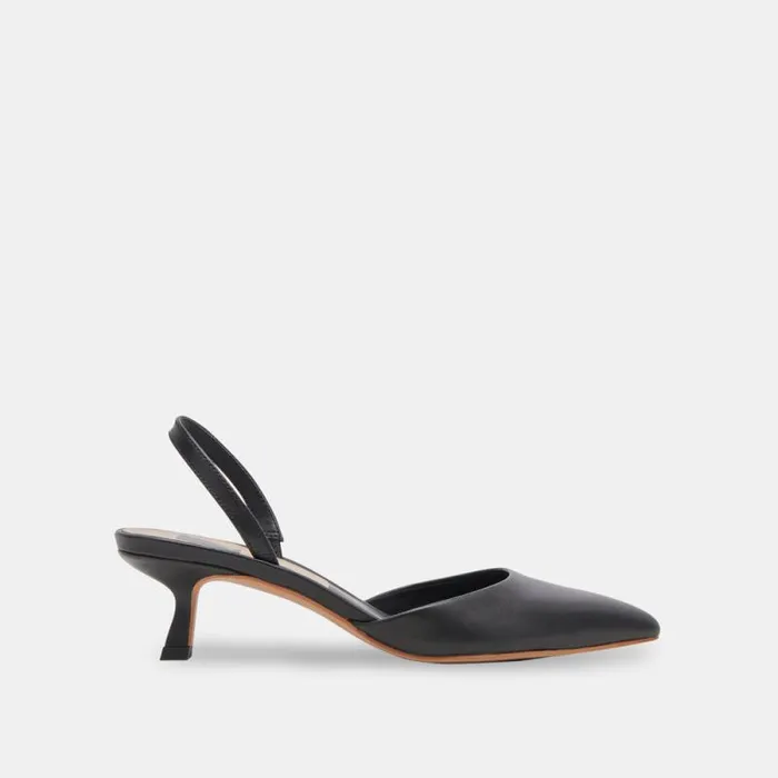 Dolce Vita Corsa Wide Heels Black Leather Women Heels