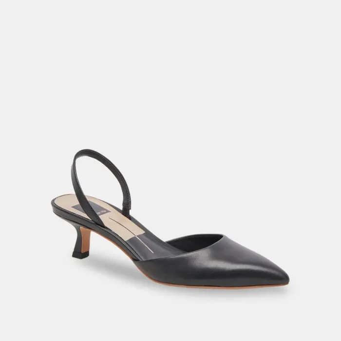 Dolce Vita Corsa Wide Heels Black Leather Women Heels