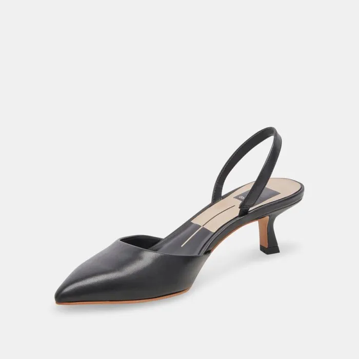 Dolce Vita Corsa Wide Heels Black Leather Women Heels