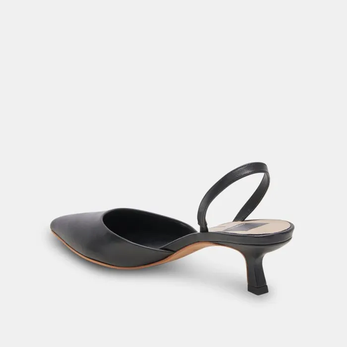 Dolce Vita Corsa Wide Heels Black Leather Women Heels
