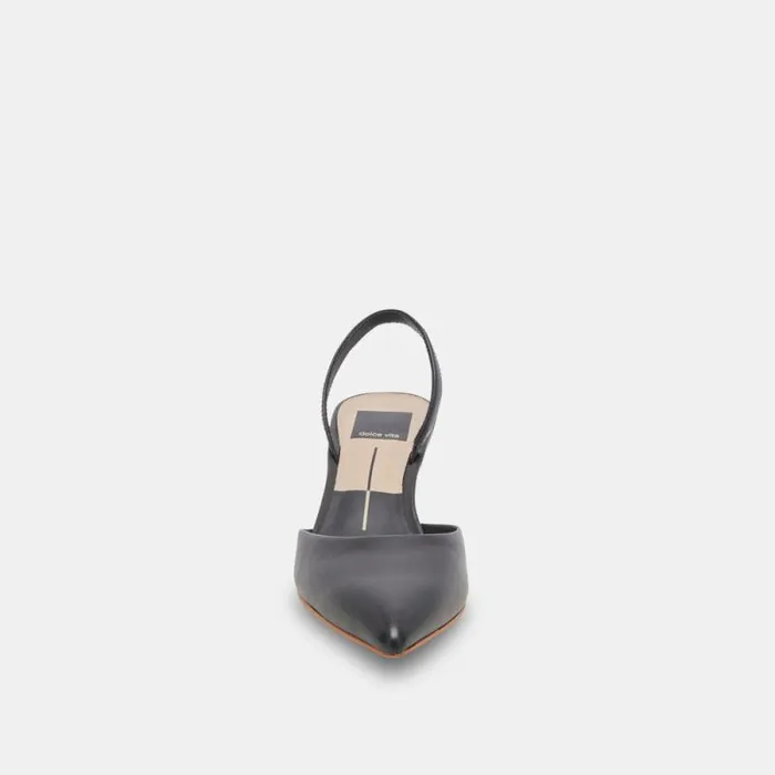 Dolce Vita Corsa Wide Heels Black Leather Women Heels