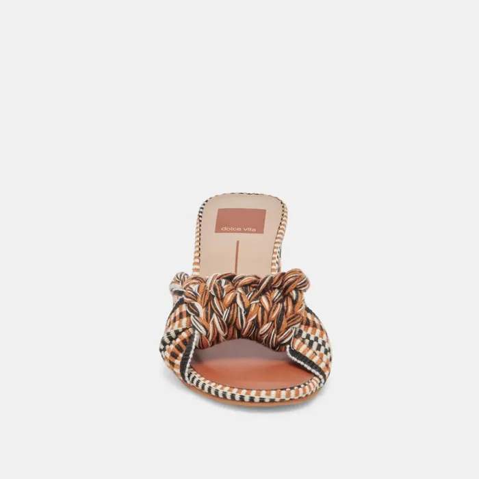 Dolce Vita Dallie Heels Tan Multi Woven Women Sandals