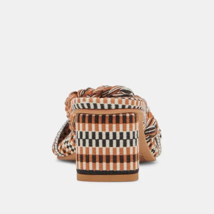 Dolce Vita Dallie Heels Tan Multi Woven Women Sandals