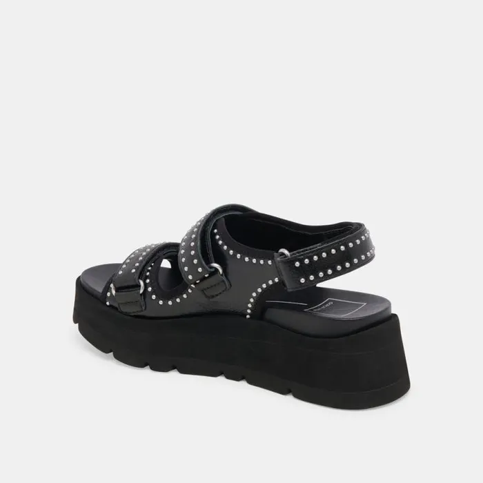 Dolce Vita Dubai Stud Sandals Midnight Crinkle Patent Women Sandals