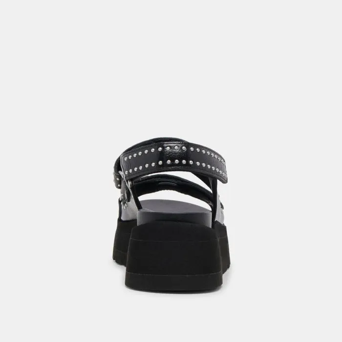 Dolce Vita Dubai Stud Sandals Midnight Crinkle Patent Women Sandals