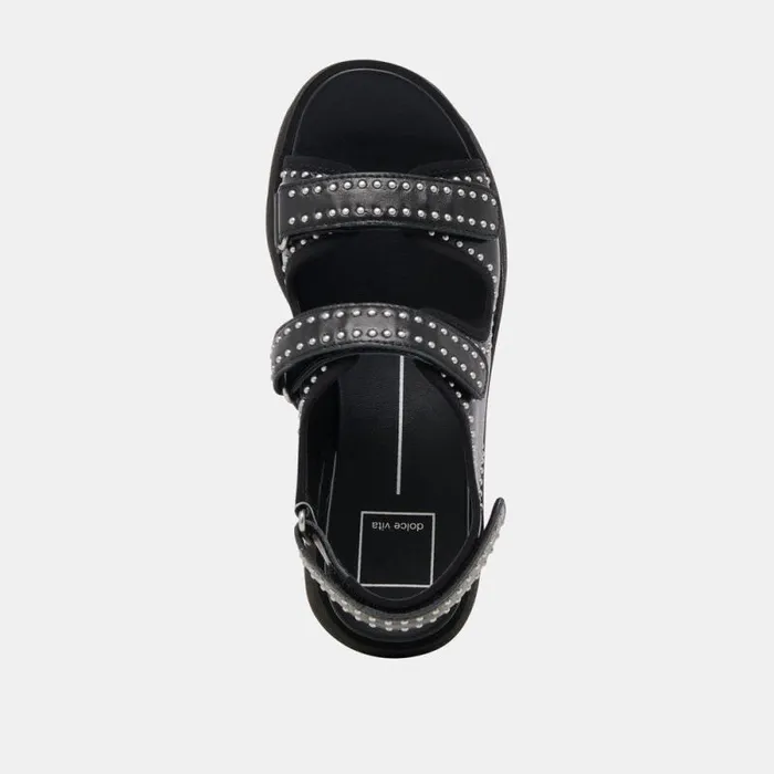 Dolce Vita Dubai Stud Sandals Midnight Crinkle Patent Women Sandals