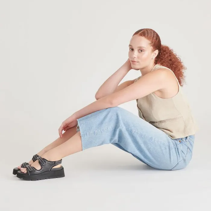 Dolce Vita Dubai Stud Sandals Midnight Crinkle Patent Women Sandals