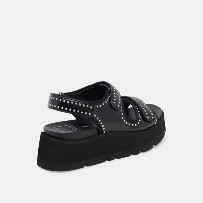 Dolce Vita Dubai Stud Sandals Midnight Crinkle Patent Women Sandals