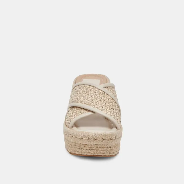 Dolce Vita Eldora Heels Natural White Raffia Women Sandals