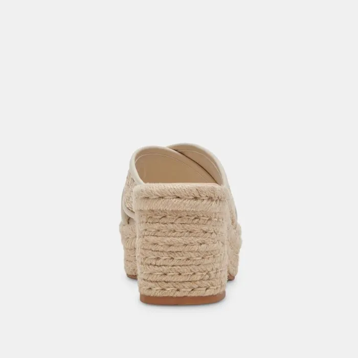 Dolce Vita Eldora Heels Natural White Raffia Women Sandals