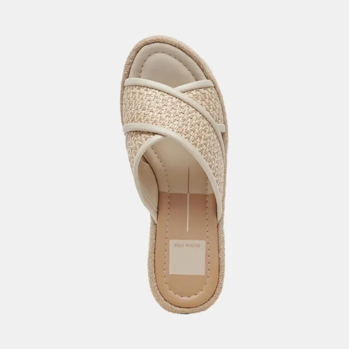 Dolce Vita Eldora Heels Natural White Raffia Women Sandals