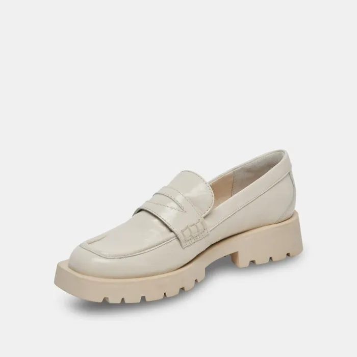 Dolce Vita Elias Flats Off White Crinkle Patent Women Flats and Loafers