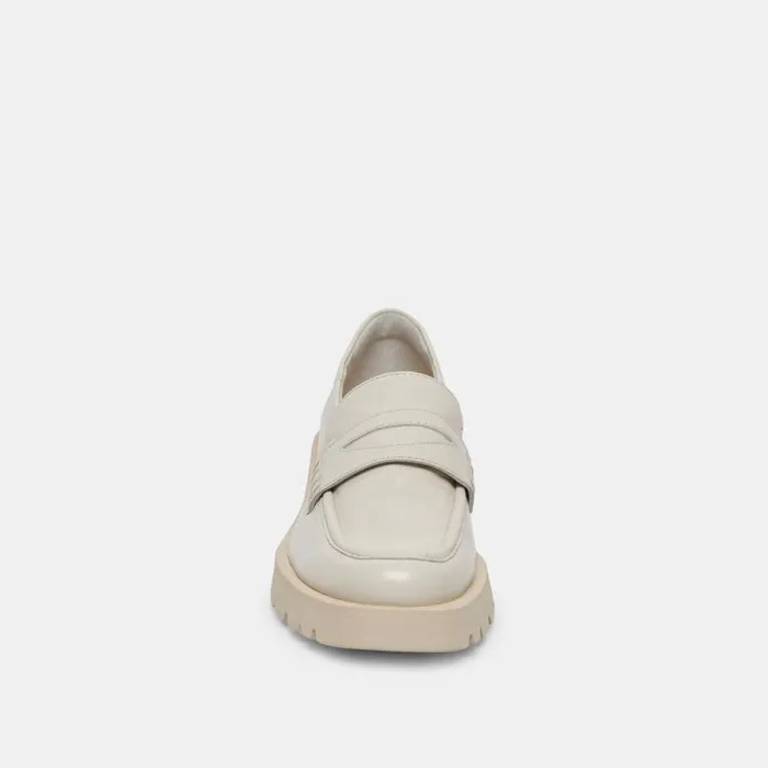 Dolce Vita Elias Flats Off White Crinkle Patent Women Flats and Loafers