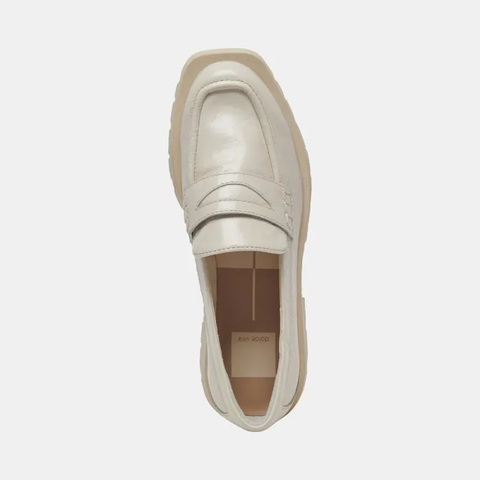 Dolce Vita Elias Flats Off White Crinkle Patent Women Flats and Loafers