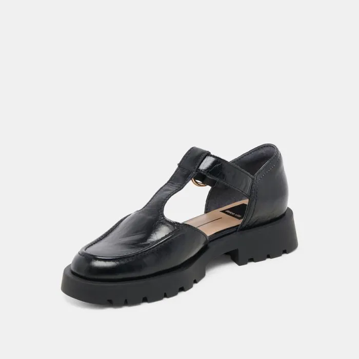 Dolce Vita Emilio Flats Midnight Crinkle Patent Leather Women Flats and Loafers