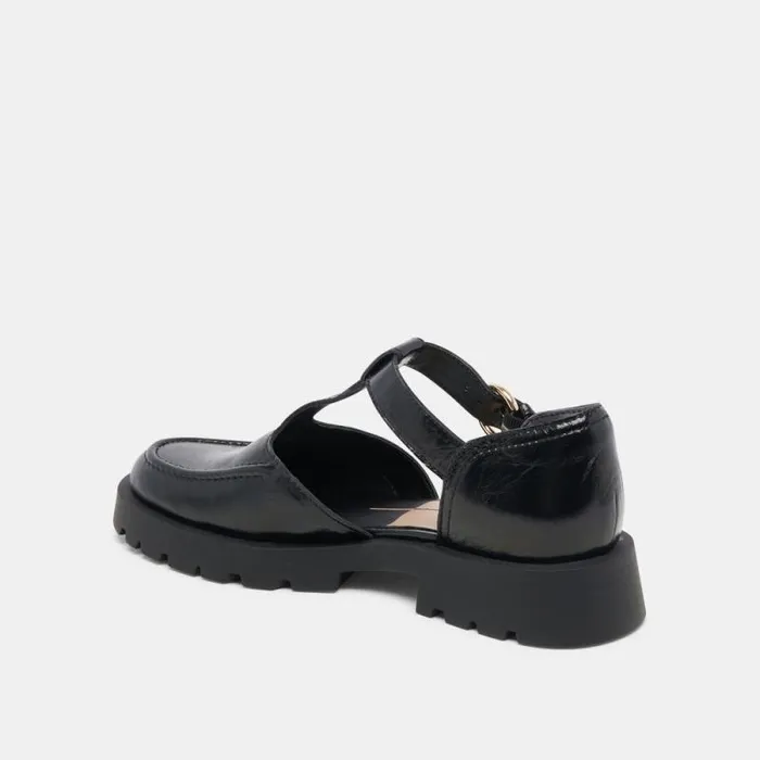 Dolce Vita Emilio Flats Midnight Crinkle Patent Leather Women Flats and Loafers