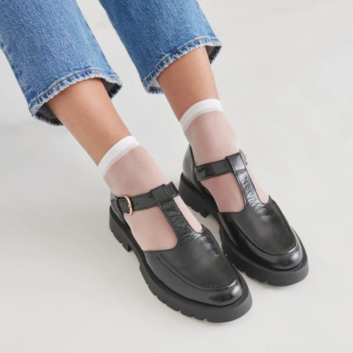 Dolce Vita Emilio Flats Midnight Crinkle Patent Leather Women Flats and Loafers
