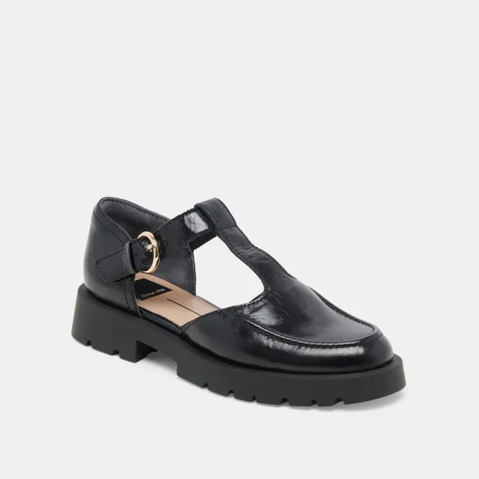 Dolce Vita Emilio Flats Midnight Crinkle Patent Leather Women Flats and Loafers