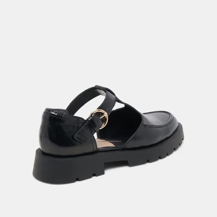 Dolce Vita Emilio Flats Midnight Crinkle Patent Leather Women Flats and Loafers