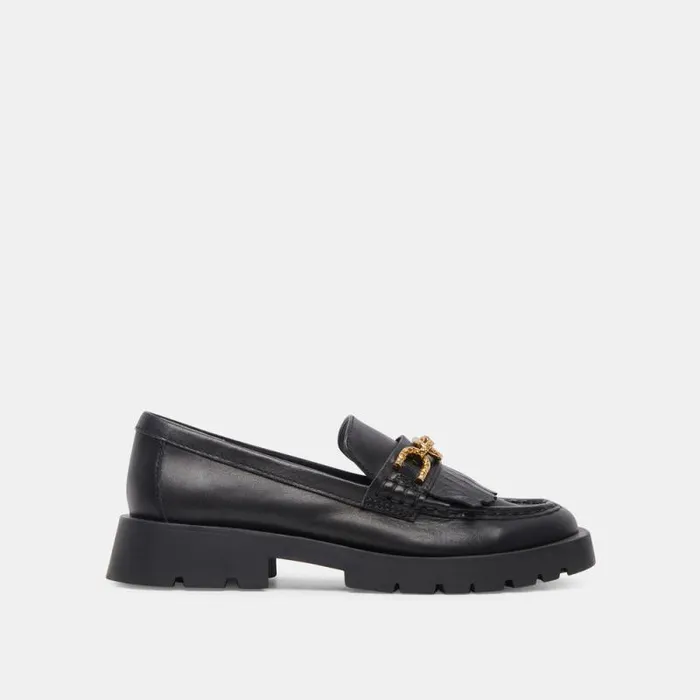 Dolce Vita Erna Flats Black Leather Women Flats and Loafers