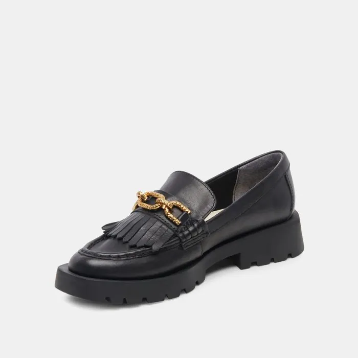 Dolce Vita Erna Flats Black Leather Women Flats and Loafers