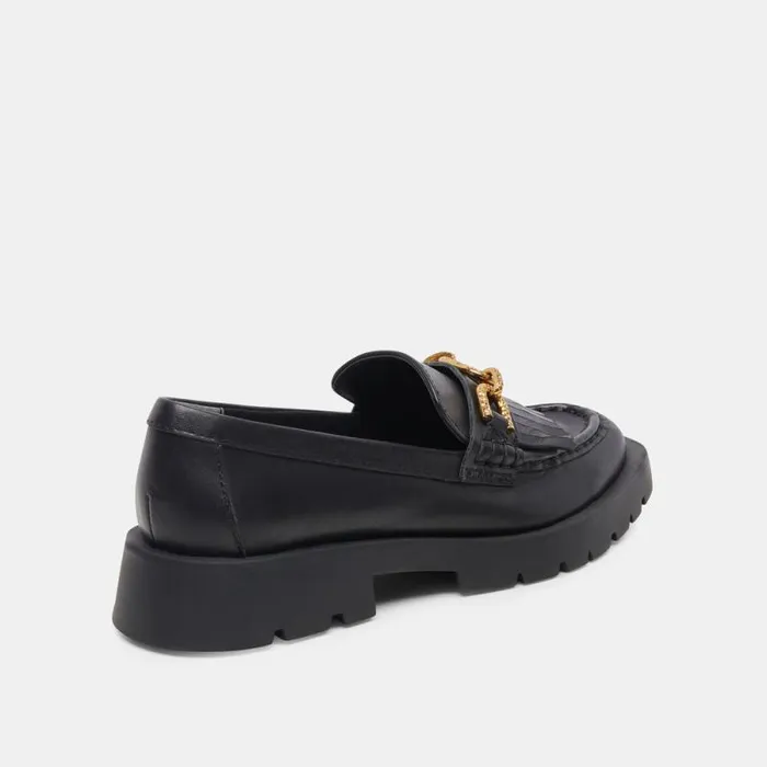 Dolce Vita Erna Flats Black Leather Women Flats and Loafers