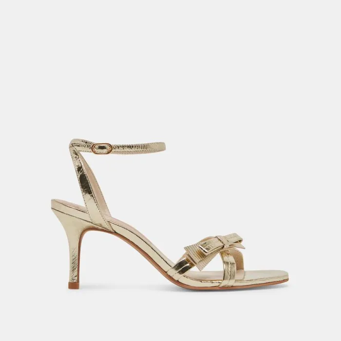 Dolce Vita Galor Heels Gold Distressed Leather Women Heels