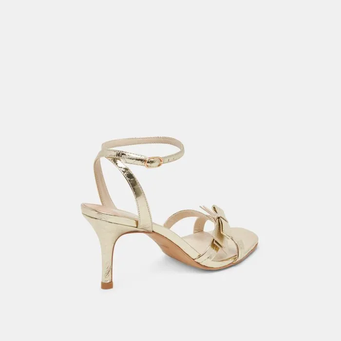 Dolce Vita Galor Heels Gold Distressed Leather Women Heels