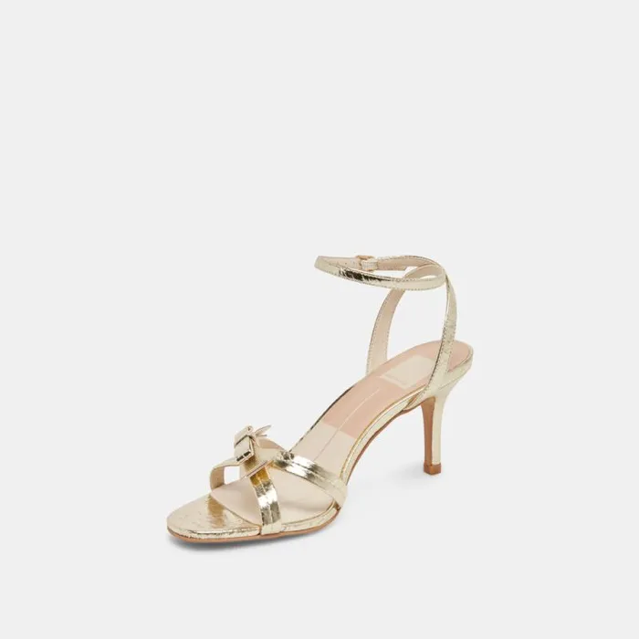 Dolce Vita Galor Heels Gold Distressed Leather Women Heels