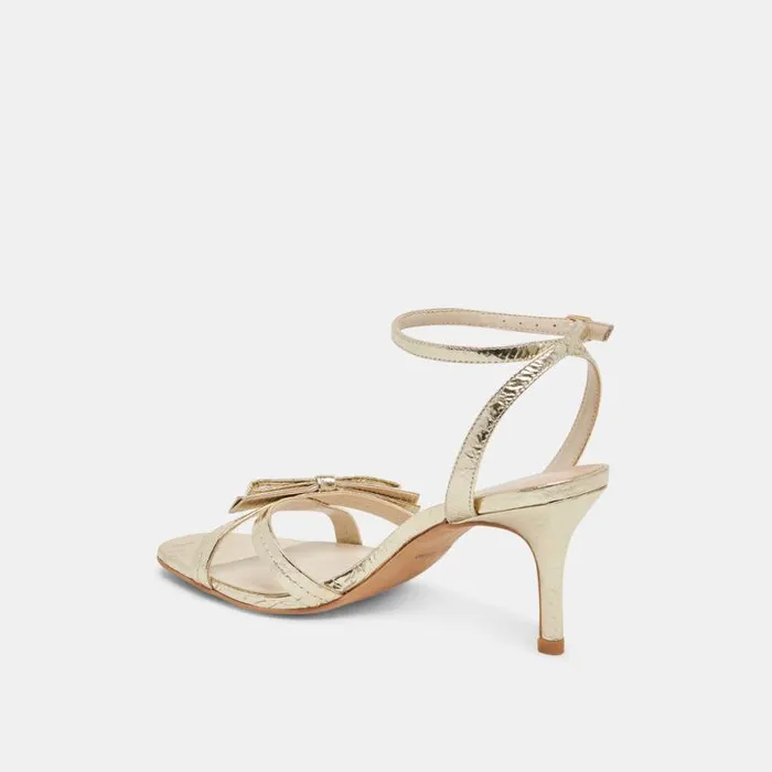 Dolce Vita Galor Heels Gold Distressed Leather Women Heels