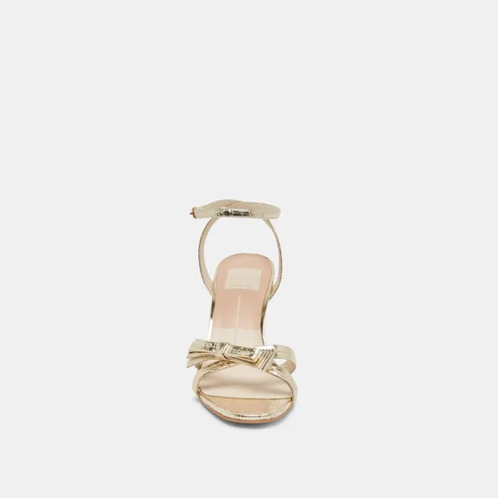 Dolce Vita Galor Heels Gold Distressed Leather Women Heels