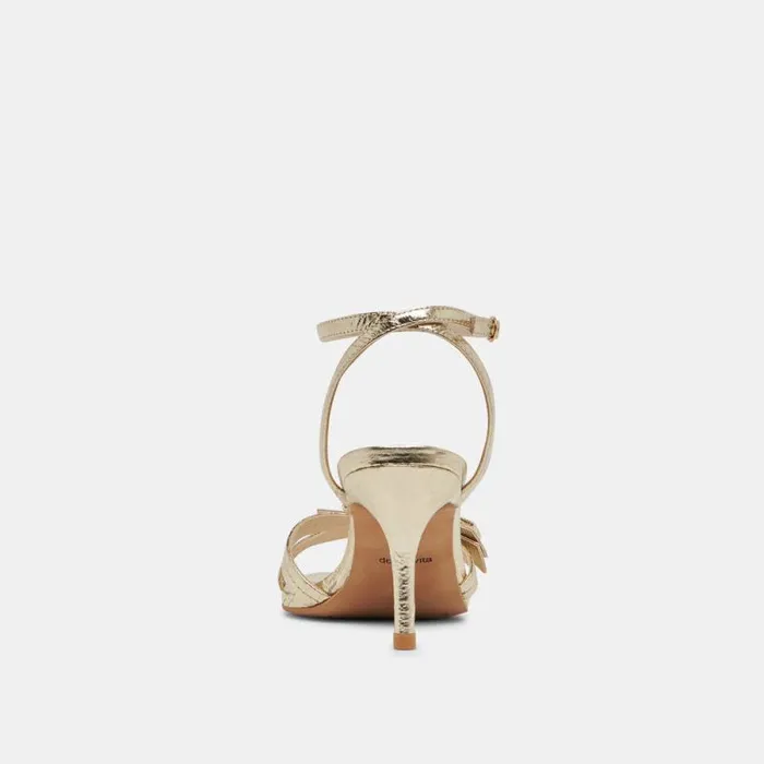 Dolce Vita Galor Heels Gold Distressed Leather Women Heels