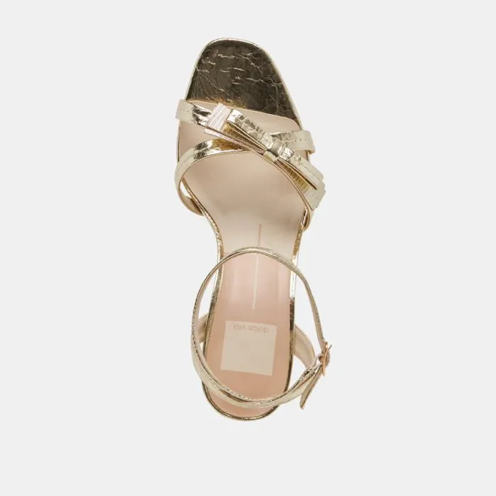 Dolce Vita Galor Heels Gold Distressed Leather Women Heels