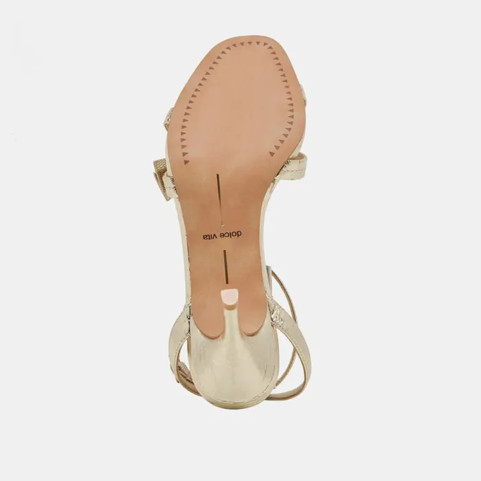 Dolce Vita Galor Heels Gold Distressed Leather Women Heels
