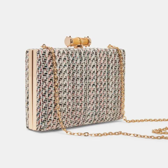 Dolce Vita Greta Clutch Black White Woven Women Handbags