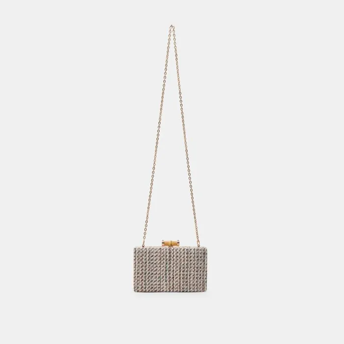 Dolce Vita Greta Clutch Black White Woven Women Handbags