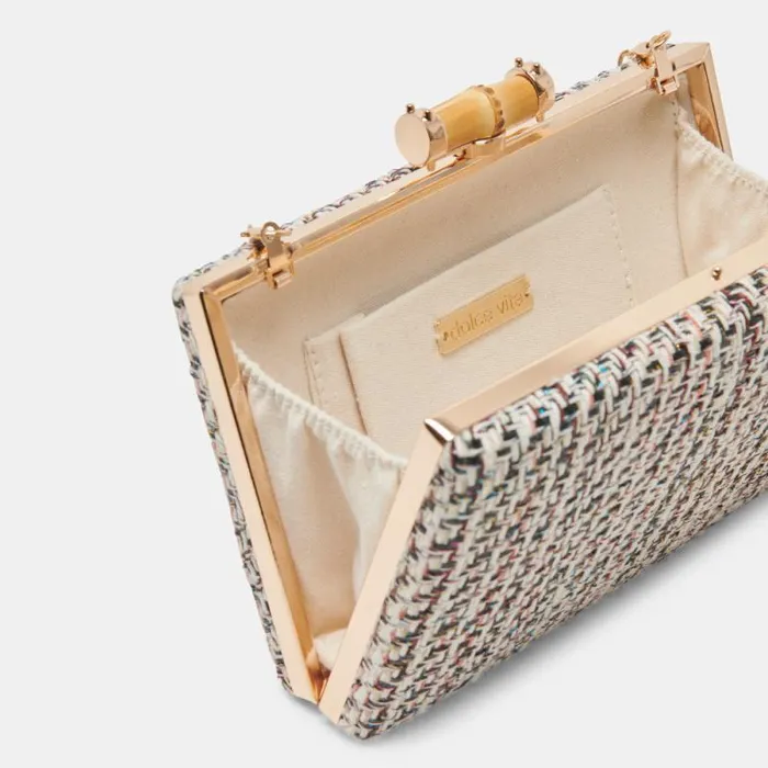 Dolce Vita Greta Clutch Black White Woven Women Handbags