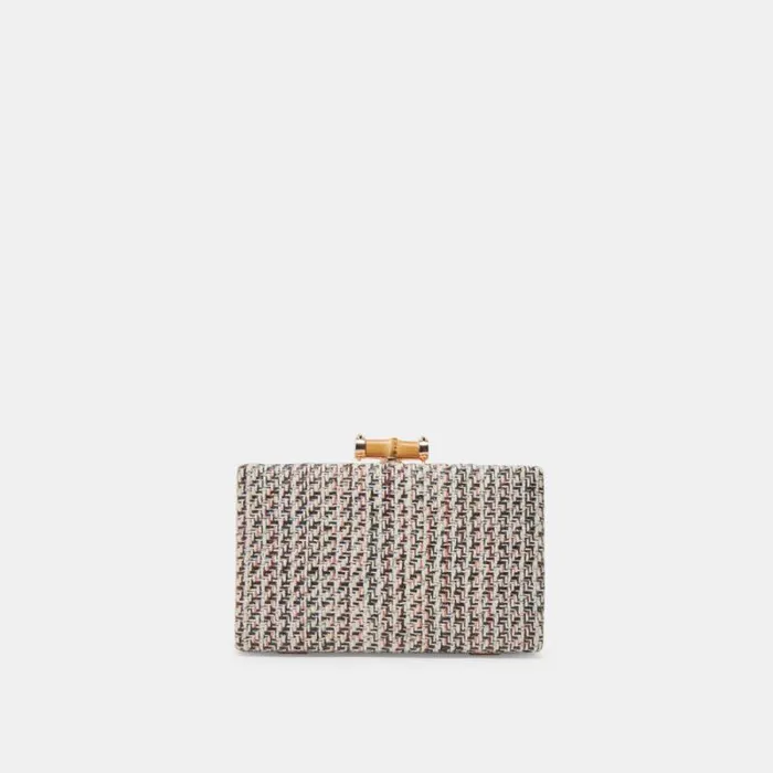 Dolce Vita Greta Clutch Black White Woven Women Handbags