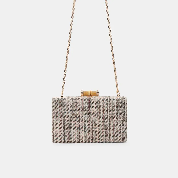 Dolce Vita Greta Clutch Black White Woven Women Handbags