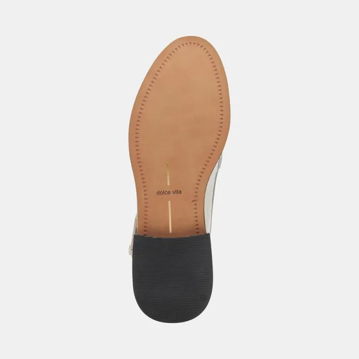 Dolce Vita Hardi Loafers Ivory Crinkle Patent Women Flats and Loafers