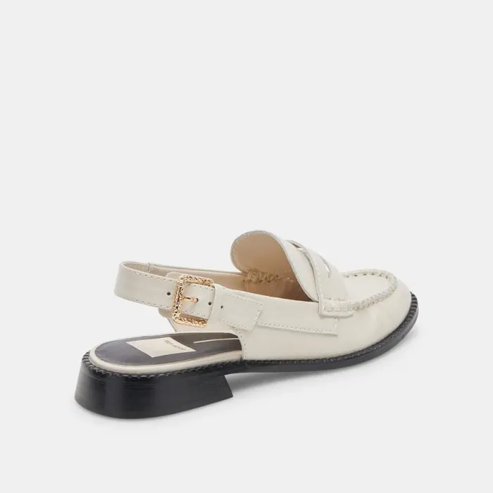 Dolce Vita Hardi Loafers Ivory Crinkle Patent Women Flats and Loafers