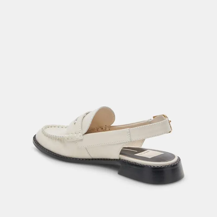 Dolce Vita Hardi Loafers Ivory Crinkle Patent Women Flats and Loafers