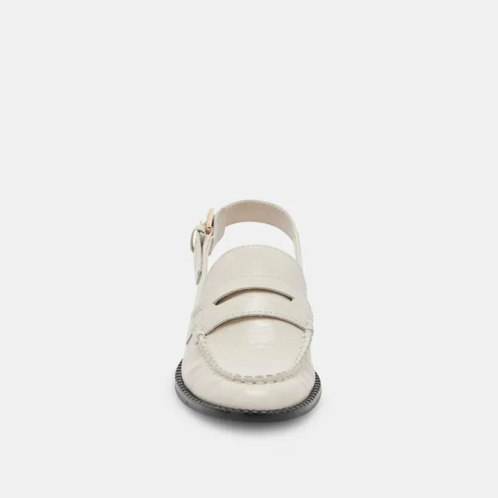 Dolce Vita Hardi Loafers Ivory Crinkle Patent Women Flats and Loafers