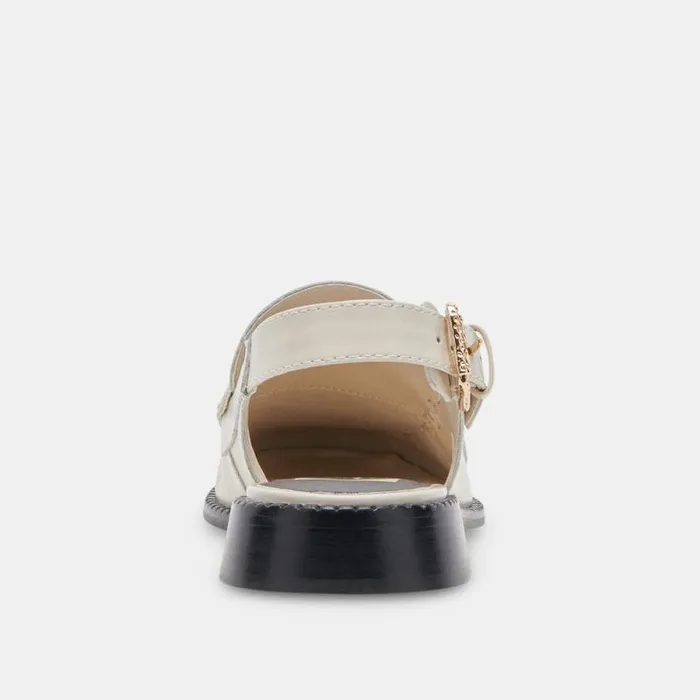 Dolce Vita Hardi Loafers Ivory Crinkle Patent Women Flats and Loafers